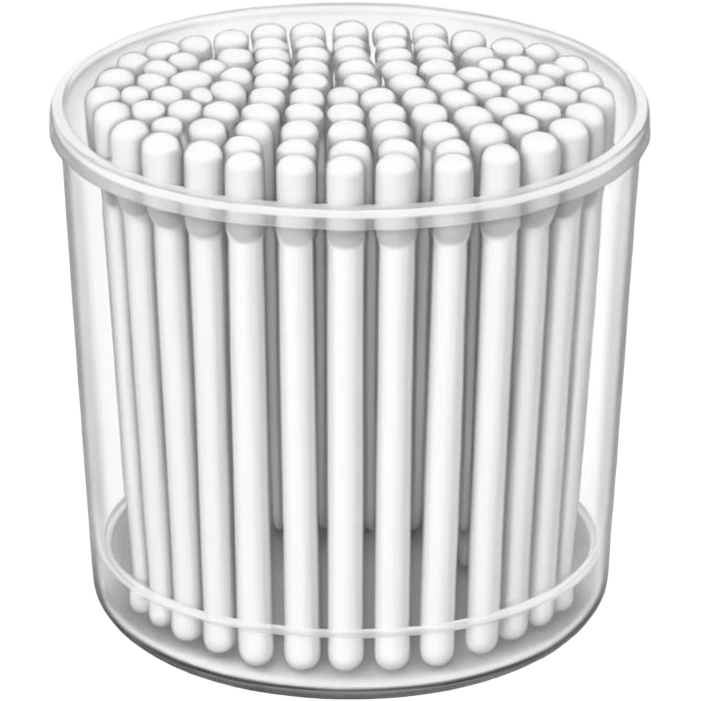 Cotton swabs with round tips in a plastic container, fully packed emoji