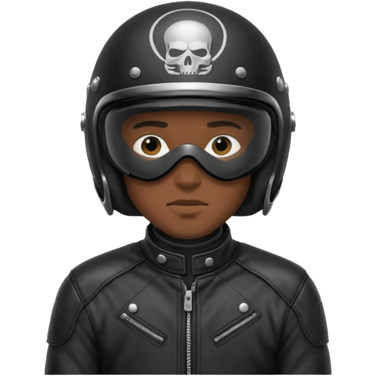 Biker in black full-face helmet and jacket emoji