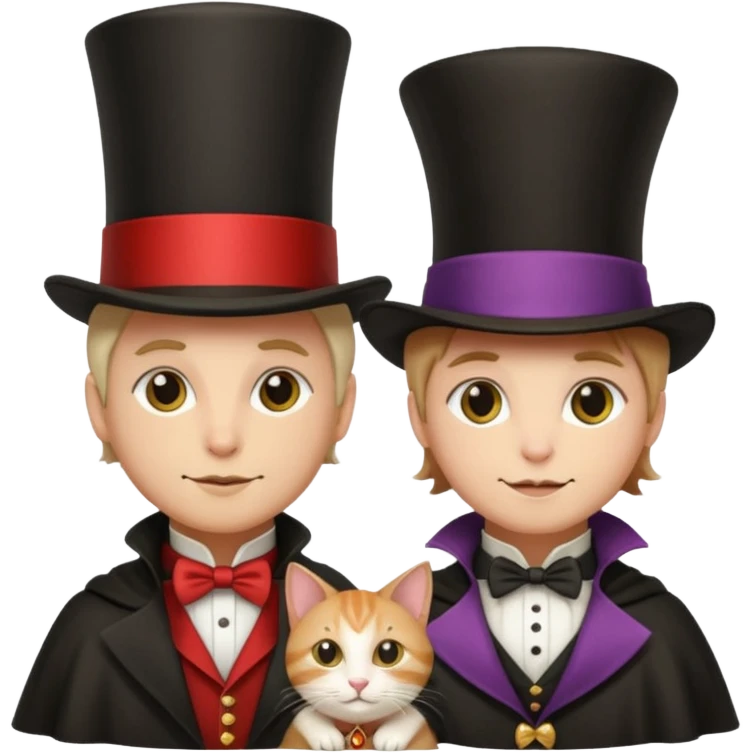 magician couple and their pet cat emoji