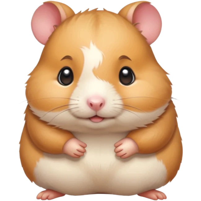 Cute chubby tsundere looking cartoon-style hamster. Painterly shading, white background, sticker-style illustration emoji