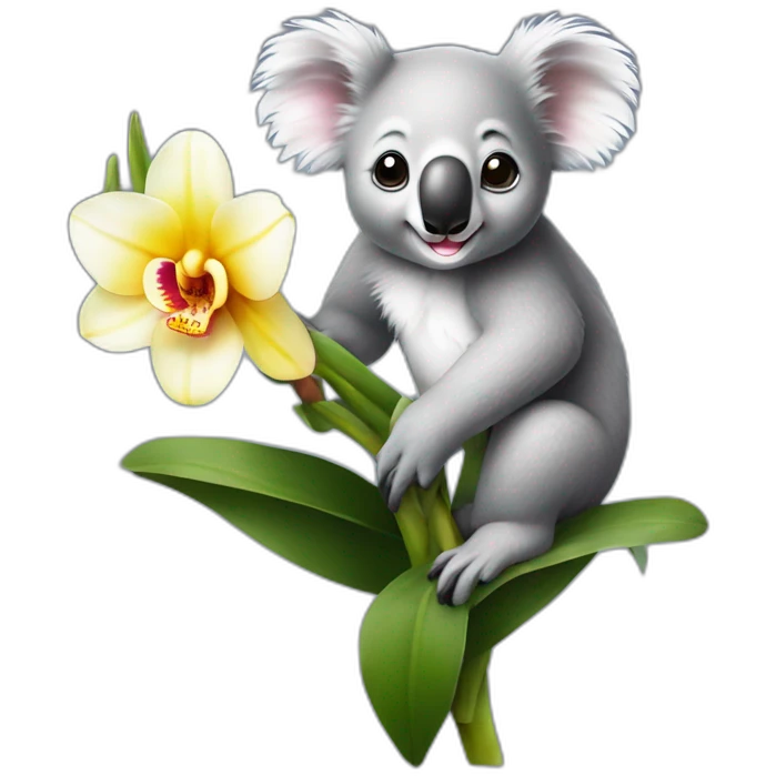Koala sur une orchidée emoji