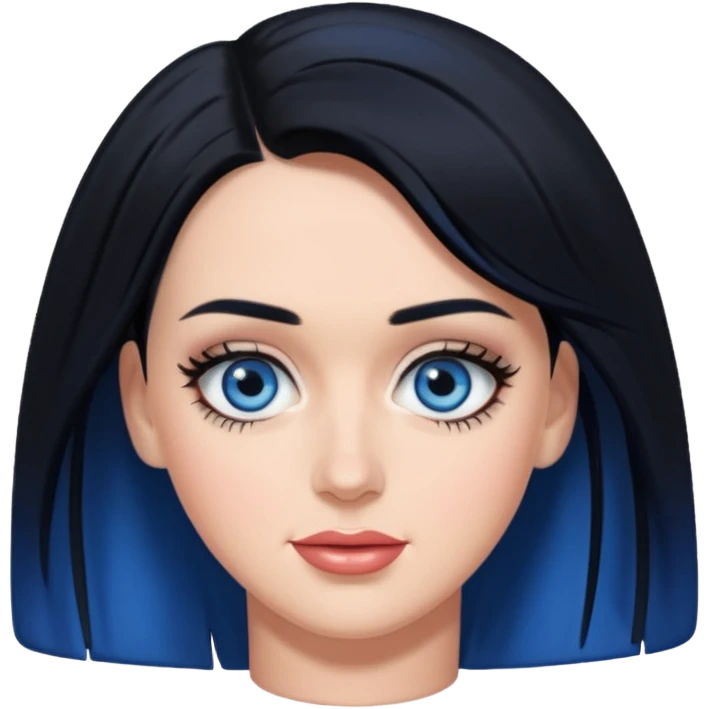 Katy Perry with blue eyes, black hair emoji