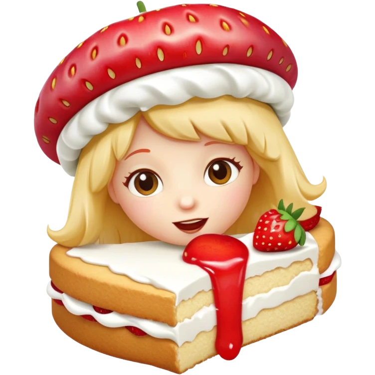 Strawberry shortcake cartoon character eating a strawberry  emoji