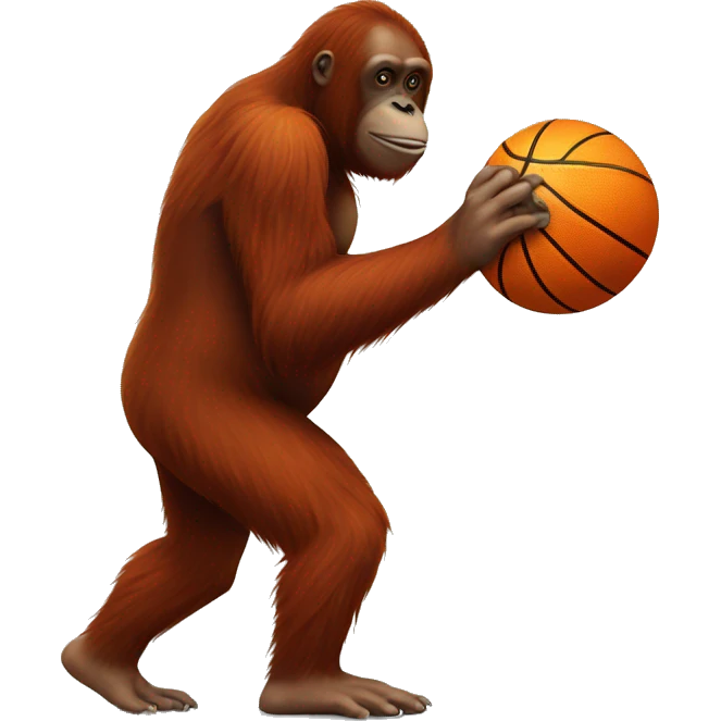 Orangutan dribbling a basketball emoji