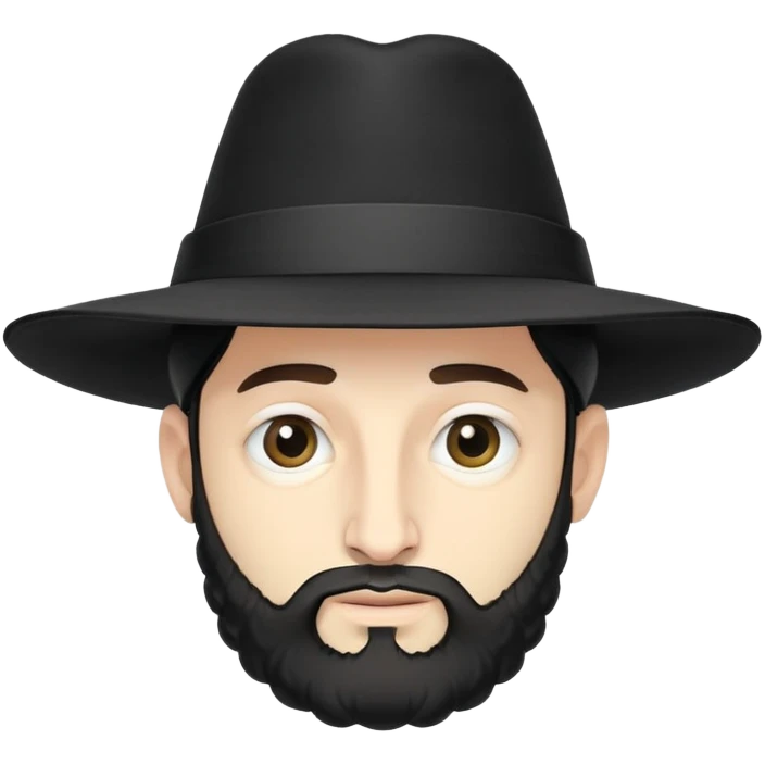 Hasidic Jewish man with wide-brimmed black hat, curled side locks, short beard, traditional attire, neutral expression emoji