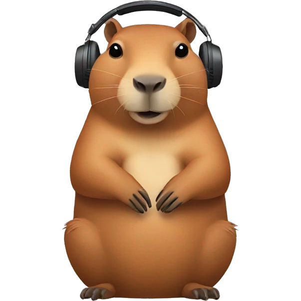 capybara with headphones crossing arms emoji