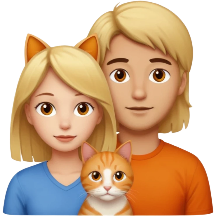 blond-hair-girl-and-brown-hair-man-and-orange-cat emoji