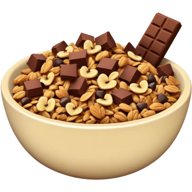 granola bowl with chocolate emoji