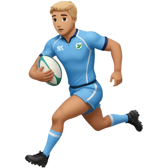 A rugby player running with the ball in sky blue kit emoji