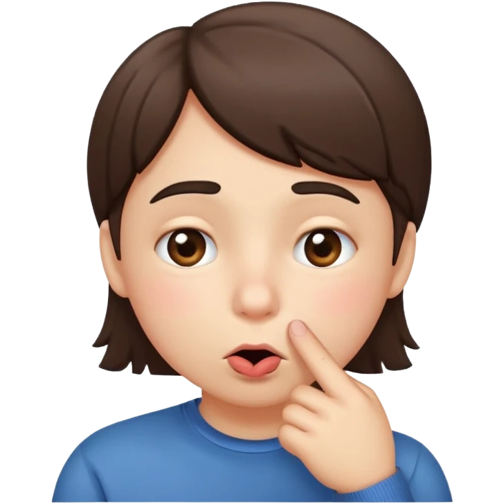 Emoji gêné les joues rose avec un doigt dans la bouche et les yeux qui regarde sur le côté iOS  emoji