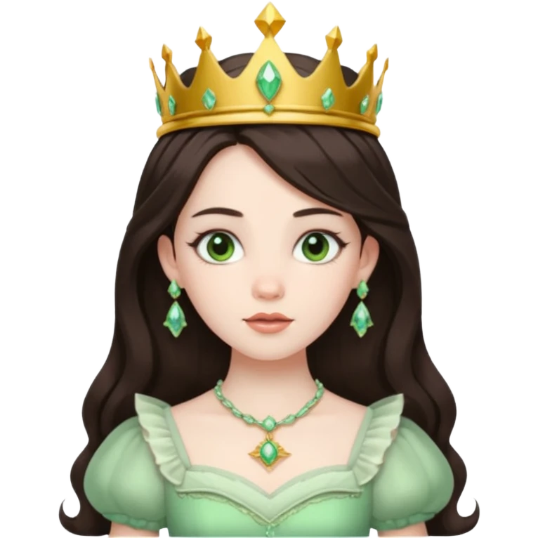 Princess Ozma from The Land of Oz with long dark brown hair, pale green outfit emoji