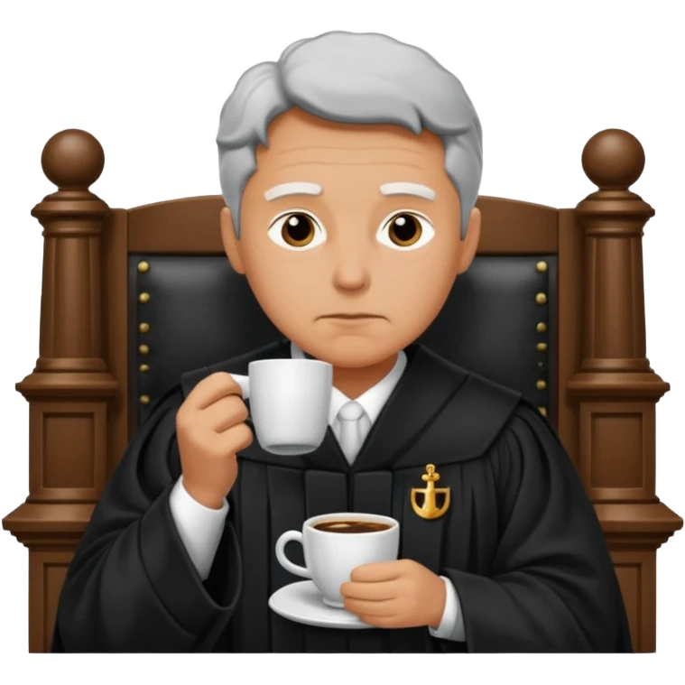 Sleepy judge sipping coffee in court emoji
