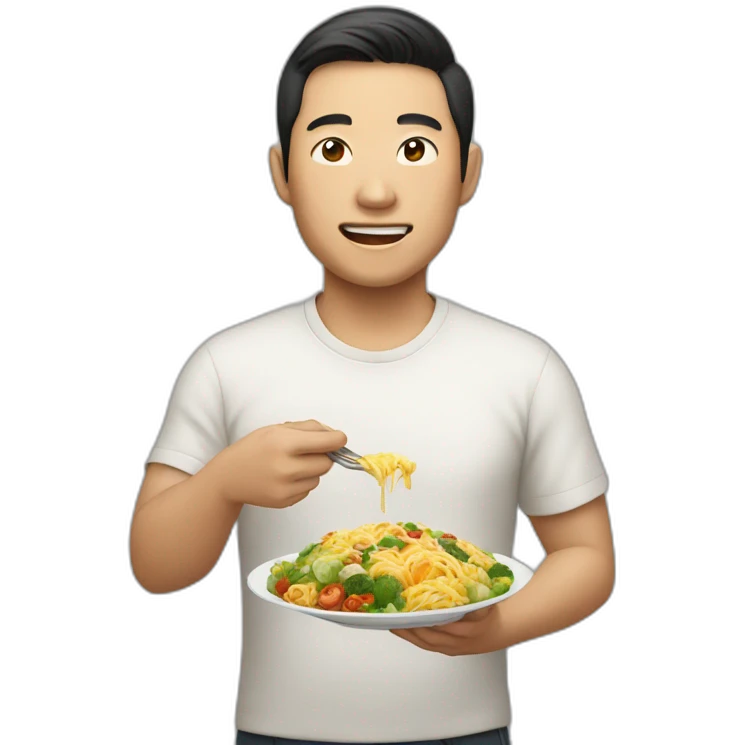stereotypical asian man who loves food emoji
