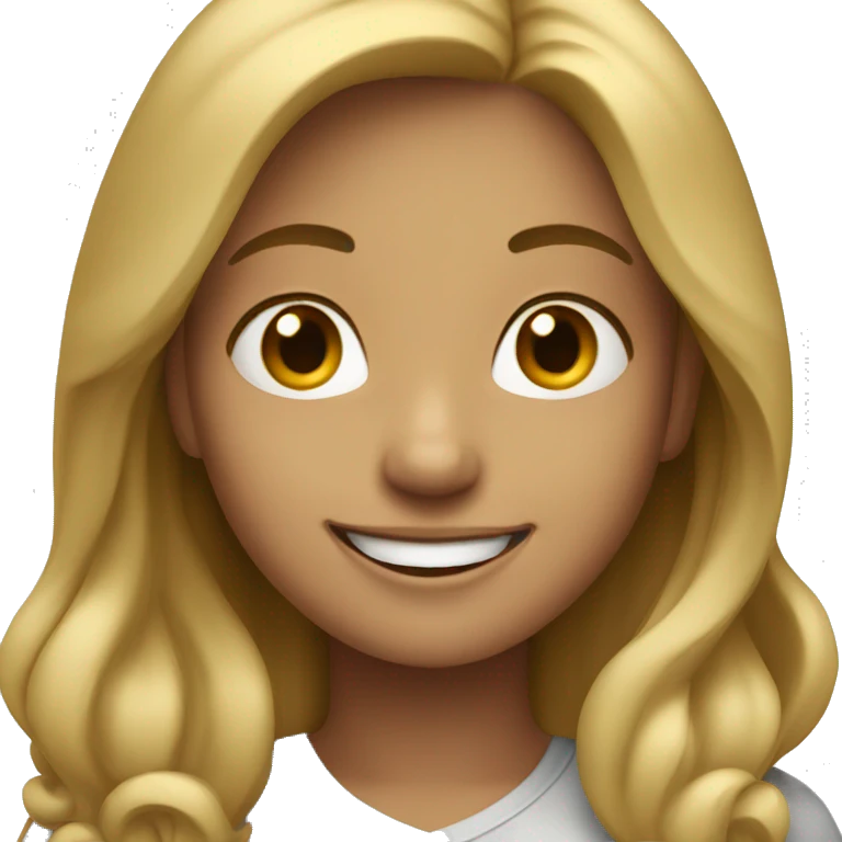 Dark blonde girl smiliing happy emoji