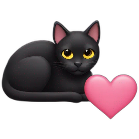 Black cat with hearts in eyes emoji