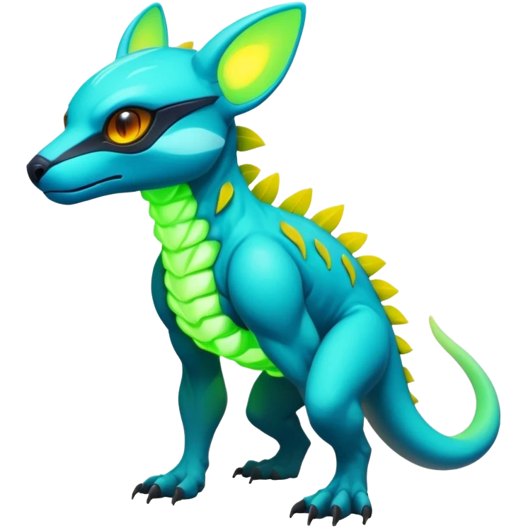 Tropical futuristic lush neon Fionbri-Vernid-Protogen-creature (full body) emoji