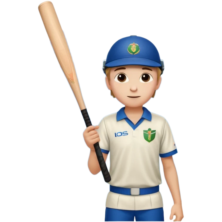 A boy standing in  cricket ground lifting his bat upwards and looking the sky after completing his century emoji