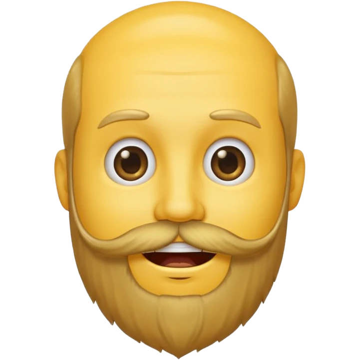 A yellow smiley emoji with a beard growing out of the top of his head, where his head hair should be. There is no beard on his face emoji