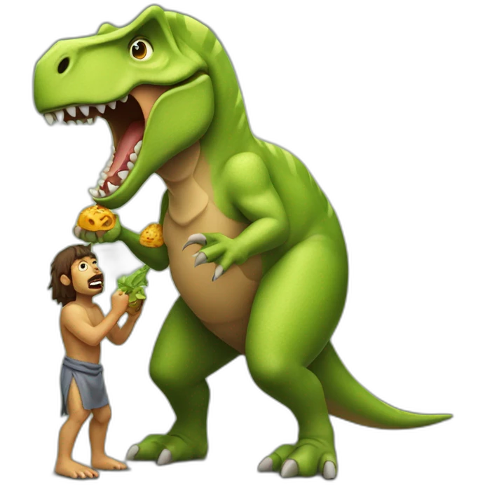 Dinosaur eating a caveman emoji