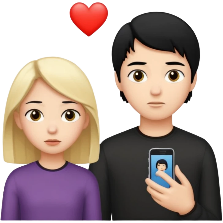 girl with black hair ignore boy with blond hair emoji