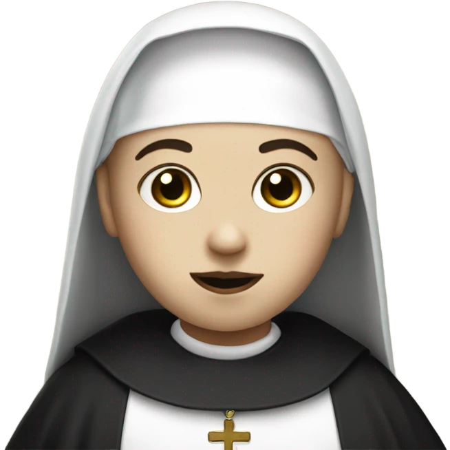 Boy dressed as a nun with a white face and makeup emoji