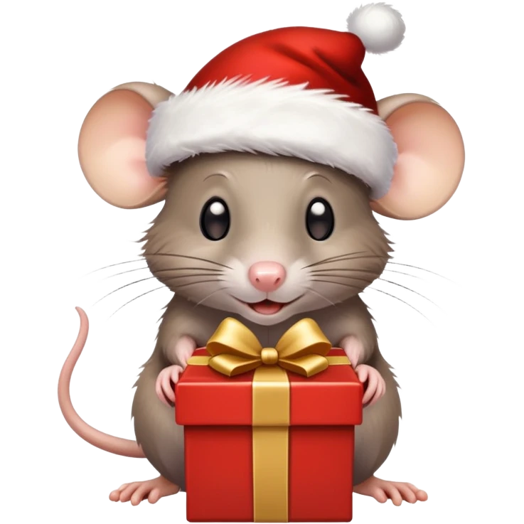 rat with santa opening a present emoji