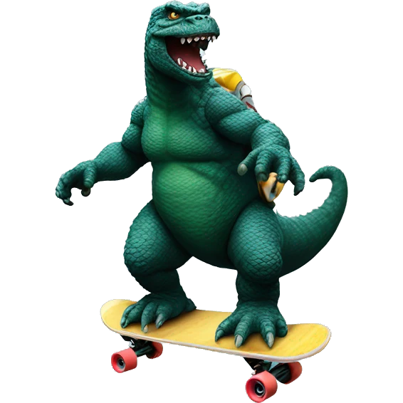 Godzilla riding a skateboard emoji