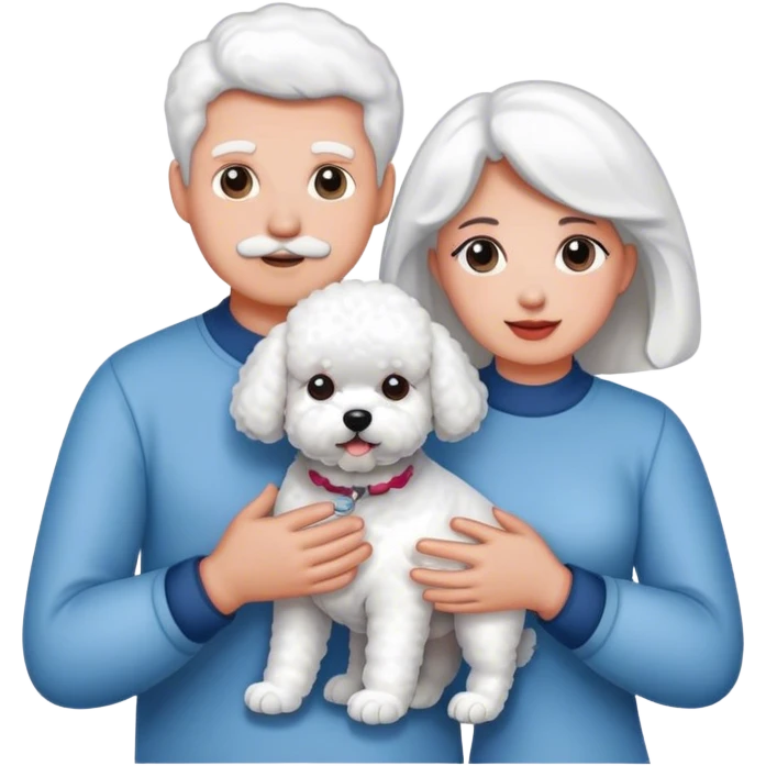 man and woman holding a bichon emoji