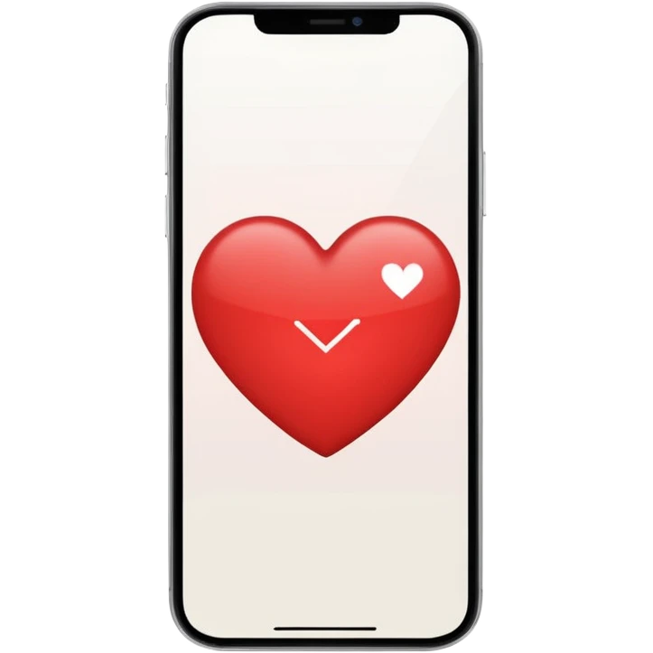 smartphone screen with a heart and text lines emoji