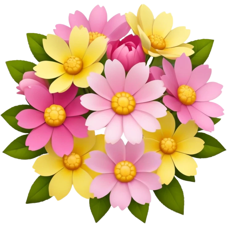 Summer flowers in a bouquet, light, pink, yellow, and dark pink emoji