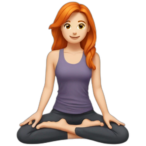Rousse qui fait du yoga emoji