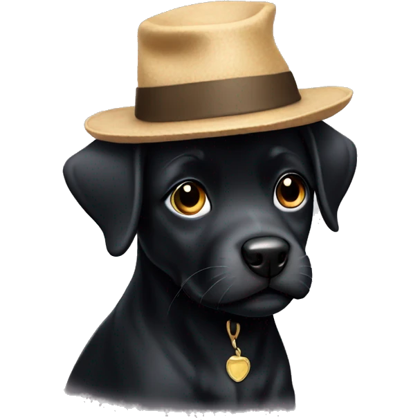 Black puppy wearing a hat emoji