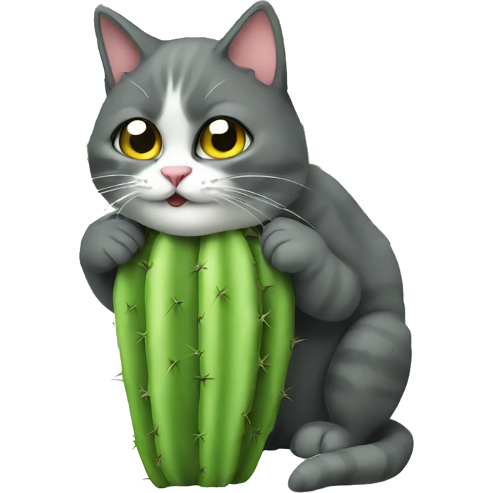 Stupid cat eating cactus emoji