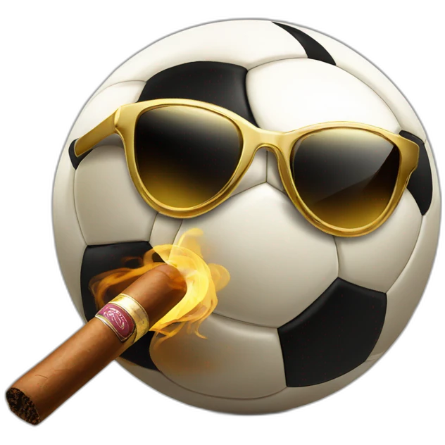 soccer ball wearing gold shades and smoking a cigar emoji