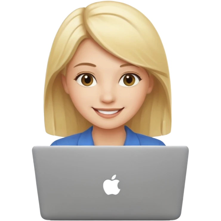 create an emoji of a woman working on her laptop. She is blond and young. emoji