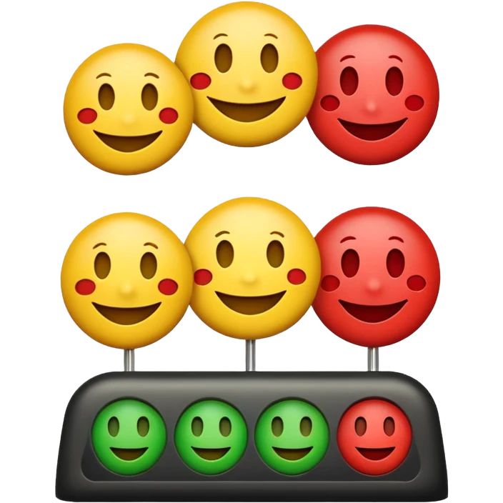A statisfaction scale with three smileys (red, yellow, green) emoji