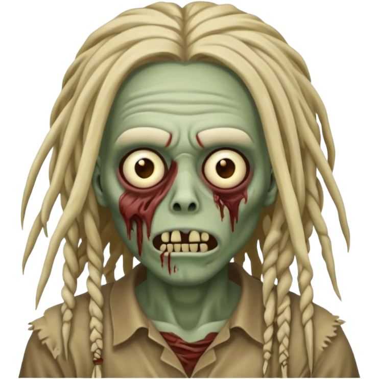 create zombie with dreadlocks nah have some of them coverings his face emoji