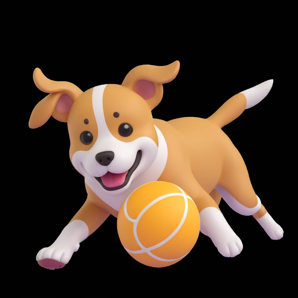 dog chasing ball in forrest, close up pose emoji