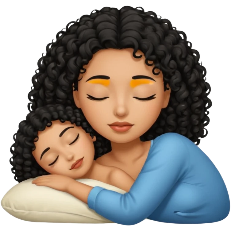 latina girl with black curly hair sleeping emoji