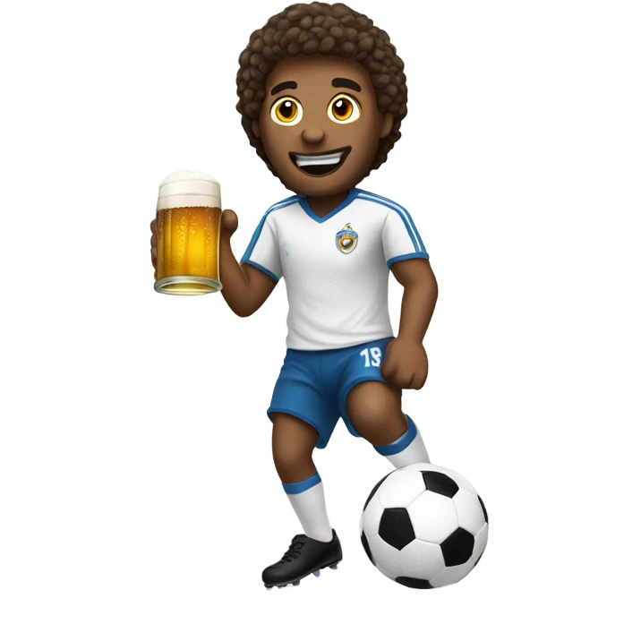 Man with beer playing soccer emoji