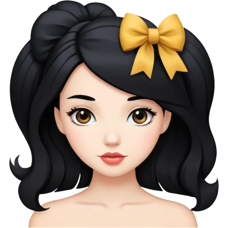 a  beautiful woman with a black hair and a bow in her hair  emoji