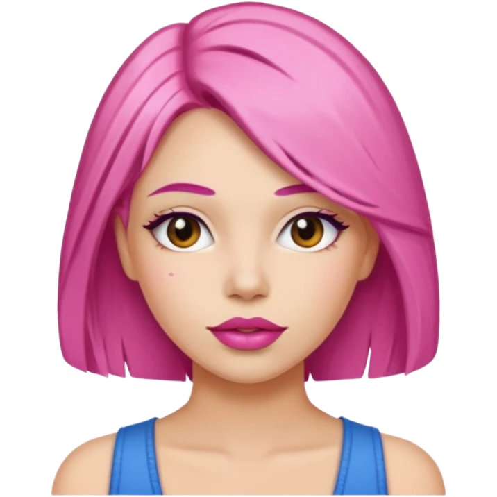 woman Pink lips, deifferent hair. emoji