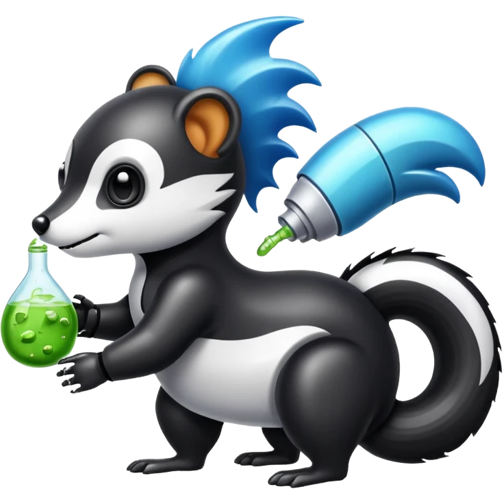 robo skunk with bacteria in samsung emoji style emoji