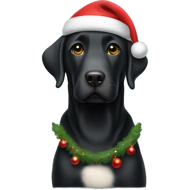 Black Labrador Retriever with a Christmas hat on  emoji