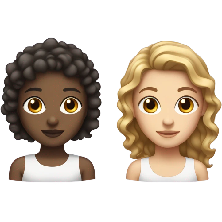 A light brownish blackish girl with curly nad with a brownish white girl with straight hair beside her emoji