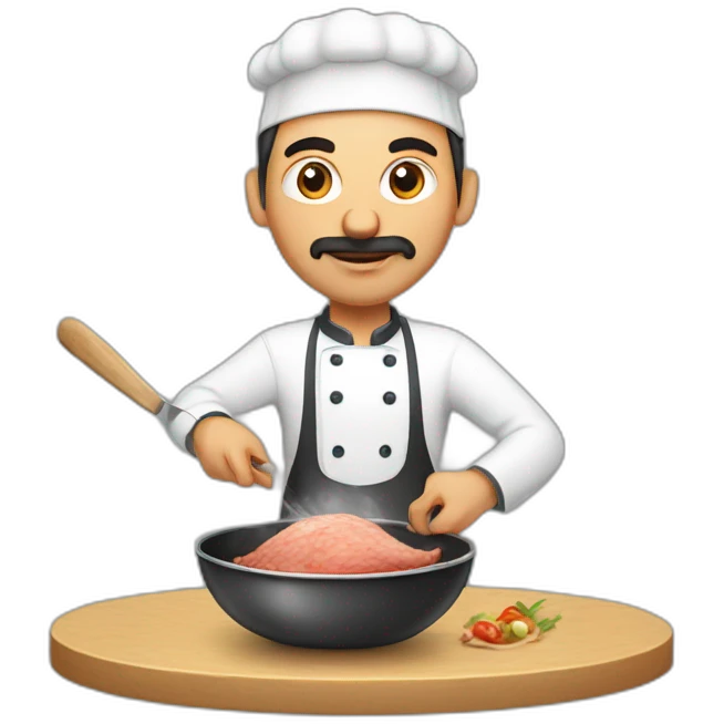 Azerbaijani man cooking an ostrich emoji
