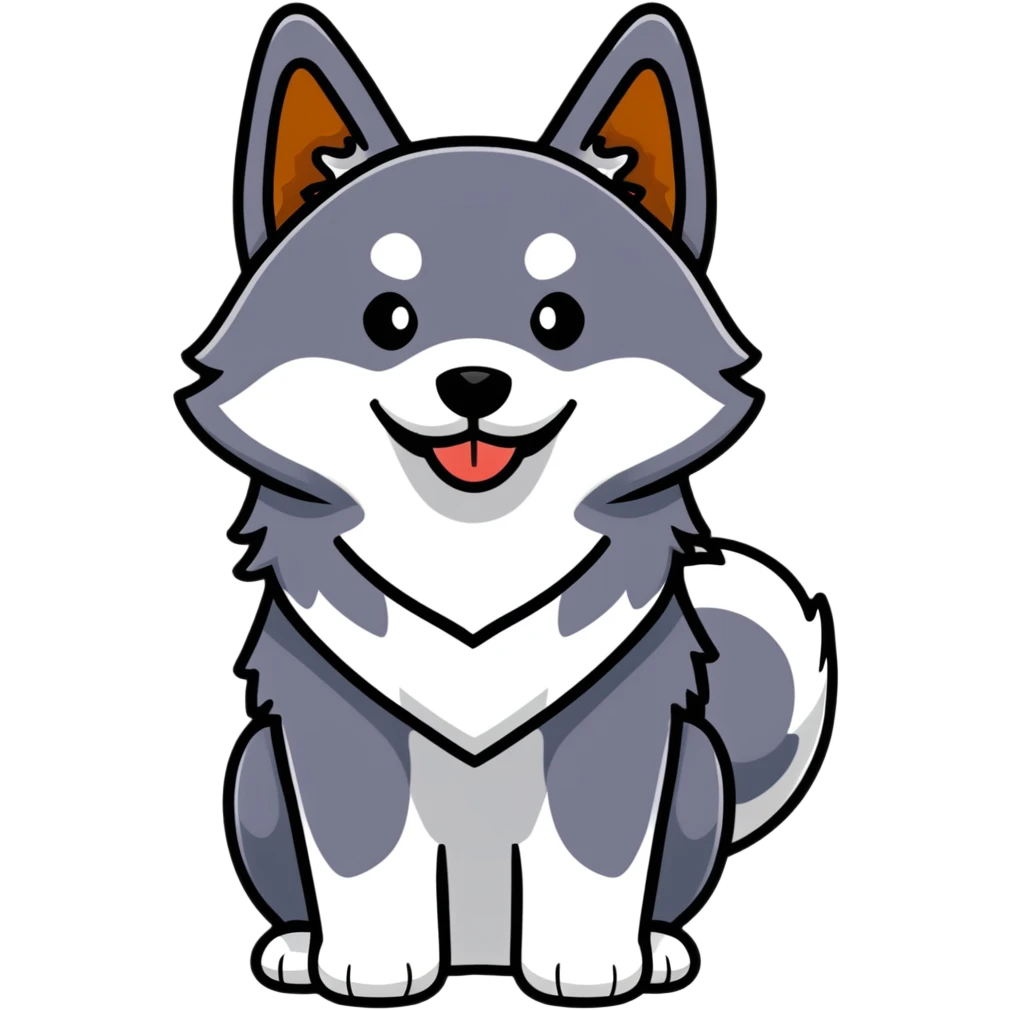 happy cinnamon colored husky dog emoji