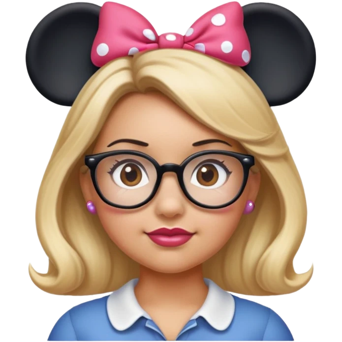 Thick Woman Hazel eyes glasses blonde hair Minnie mouse ears emoji