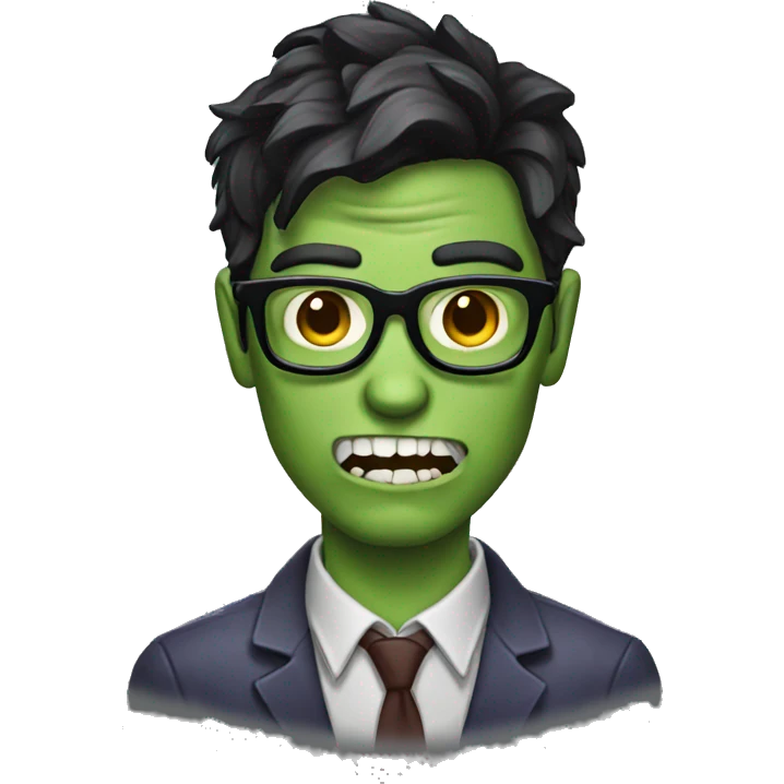 Zombie nerd with dark hair emoji