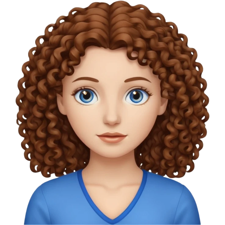 White woman with brown curly hair emoji